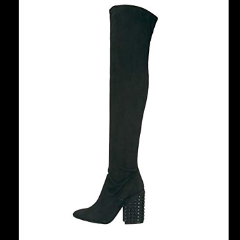 NEW $250 KENDALL + AND KYLIE BRETT BLACK STRETCH OVER THE KNEE OTK STUD BOOT 6.5